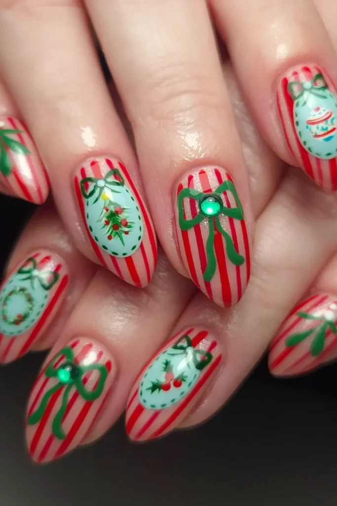 Candy Stripes and Vintage Ornament Cameos