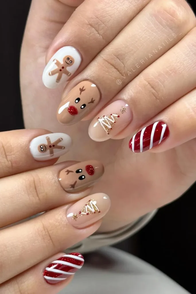 Gingerbread Men, Rudolph, and a Glitter Tree on Short Ovals