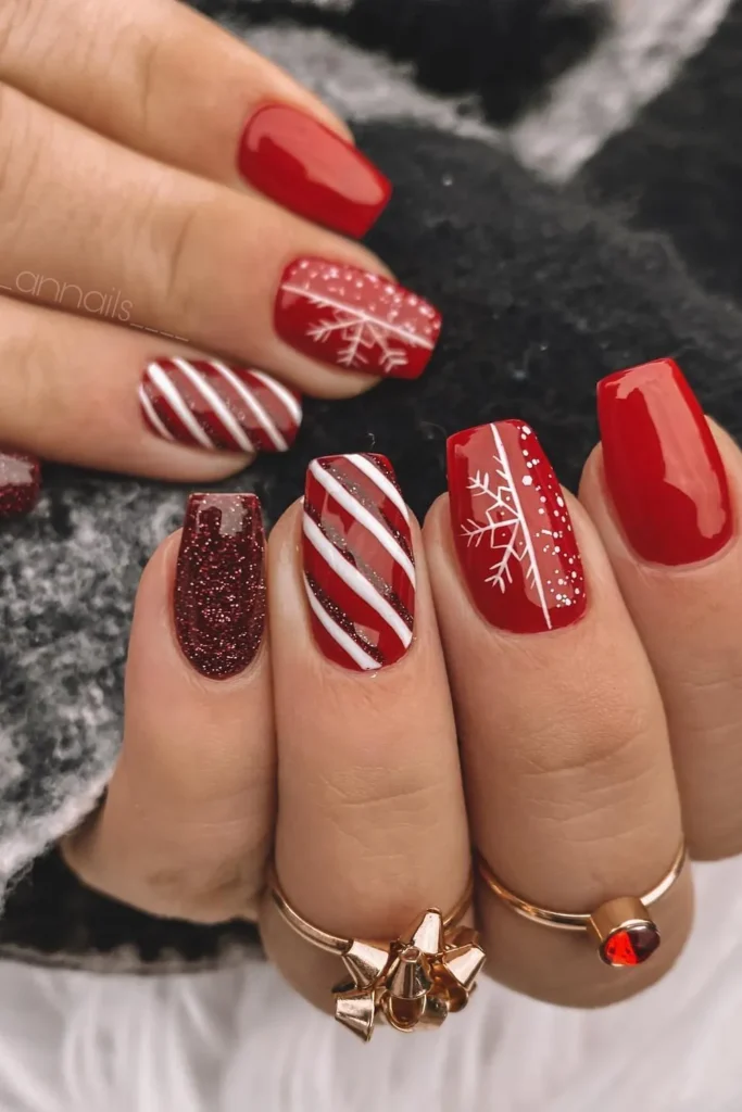 Candy Cane, Snowflake, and Burgundy Glitter Mix