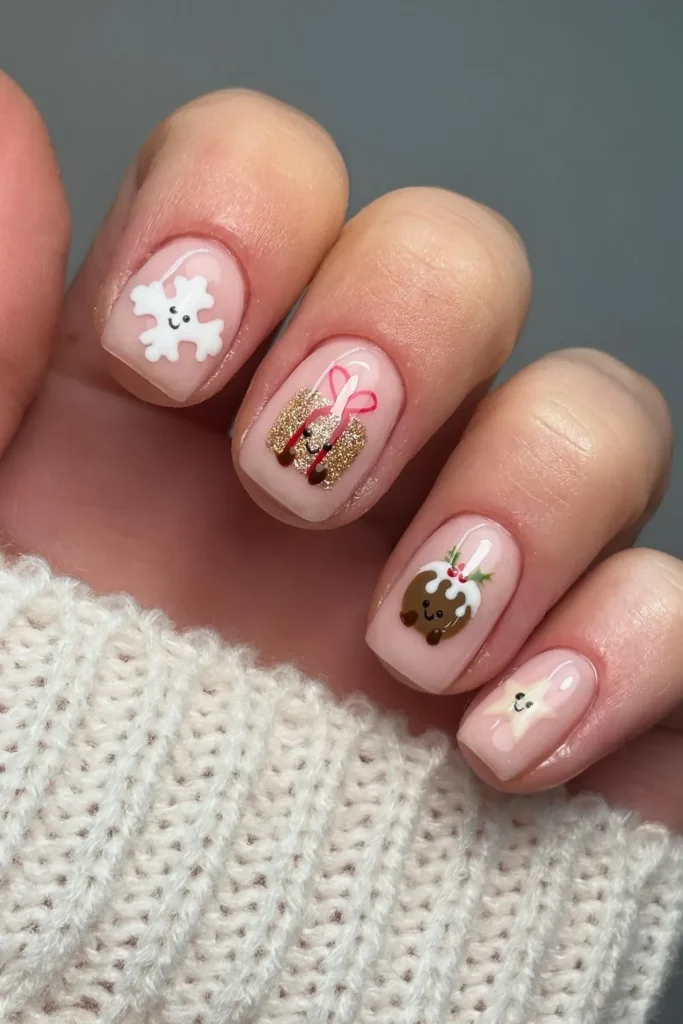 Sweet Holiday Characters on a Blush Base
