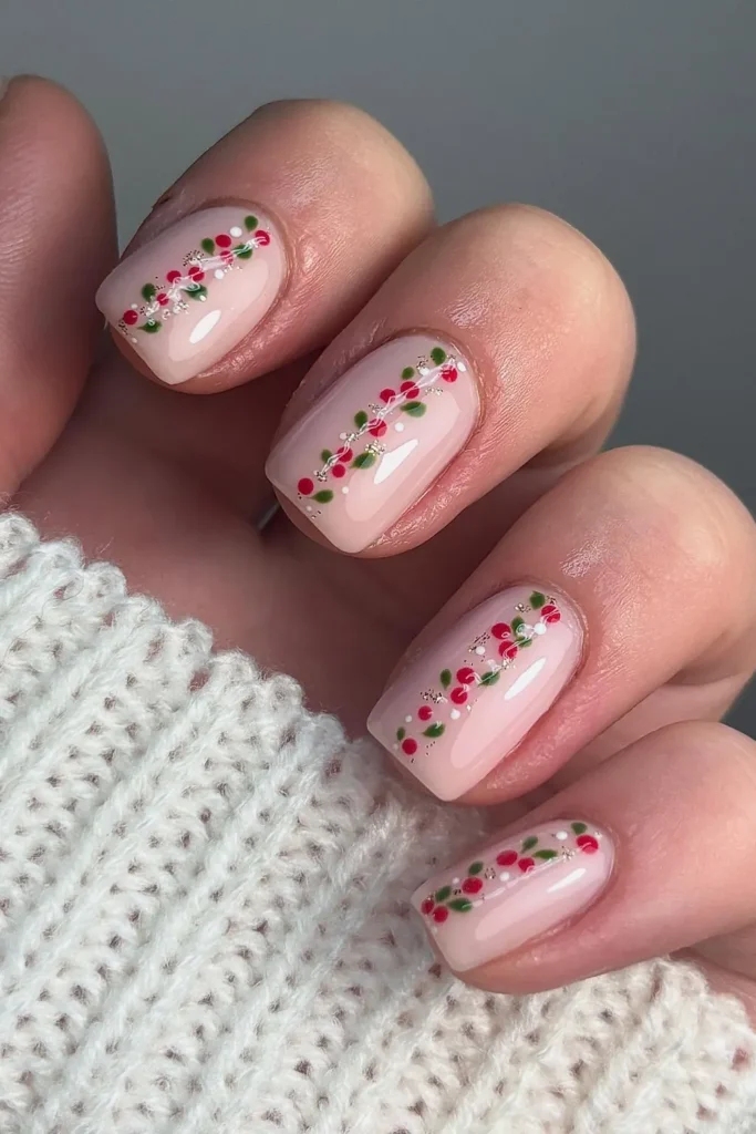 A Berry Garland Strung Across Each Nail