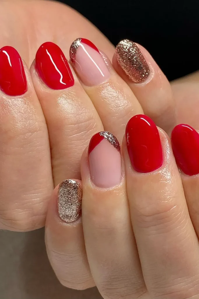 Classic Red With a Rose Gold Glitter Twist