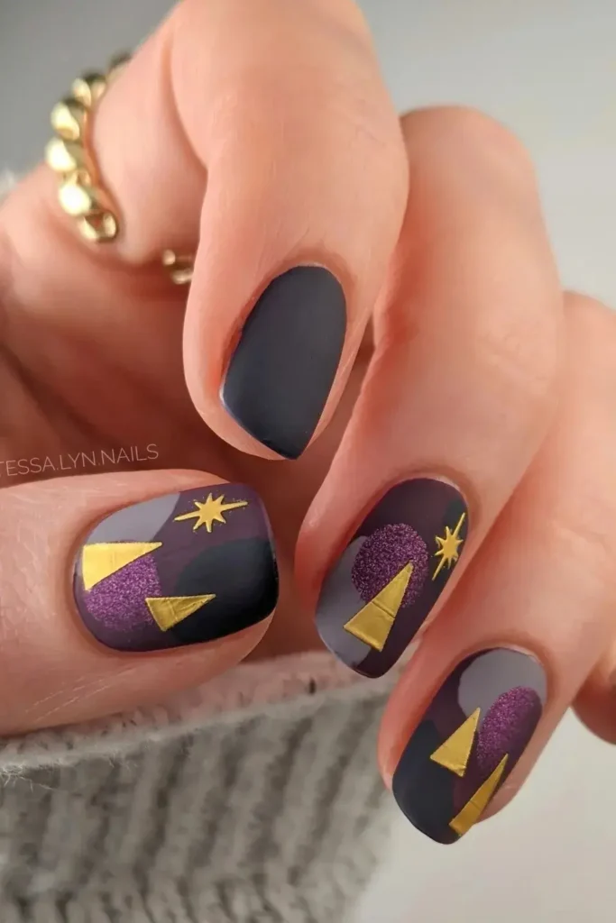 Matte Gray, Plum, and Gold Foil Trees