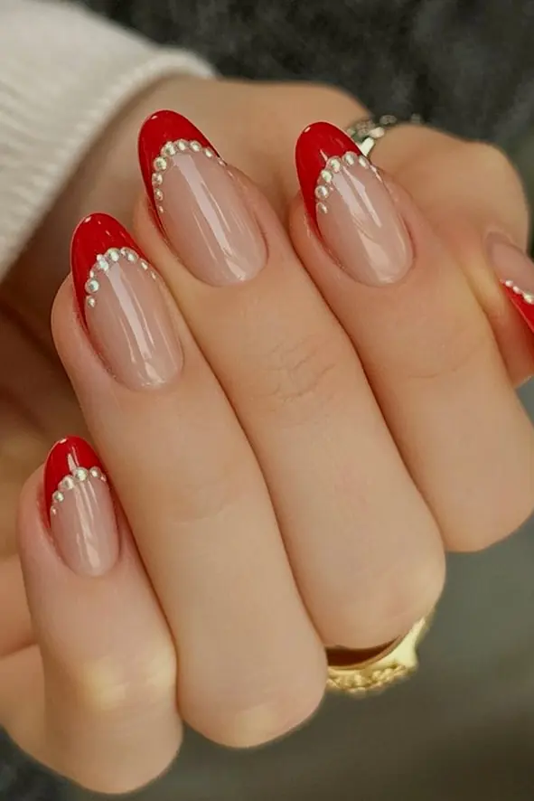 Red French With a Pearl Trim