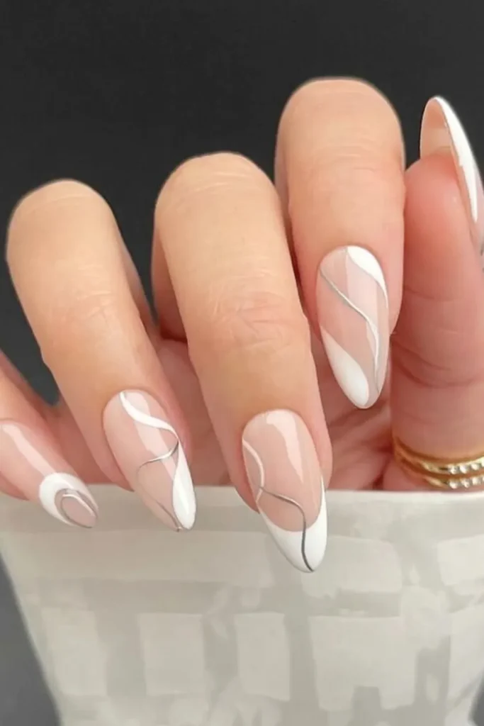 White Swirls and Silver Threads