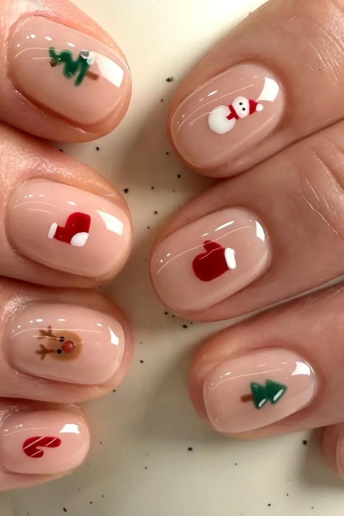 Tiny Icons on a Sheer Nude Base