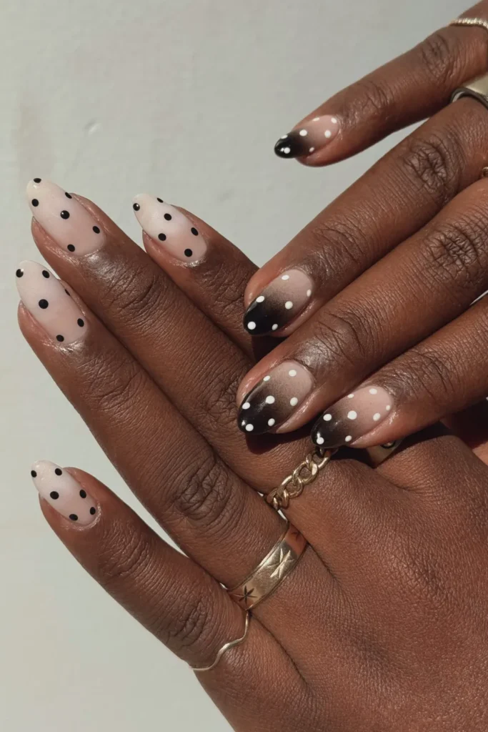 Black and White Polka Dot Party Nails