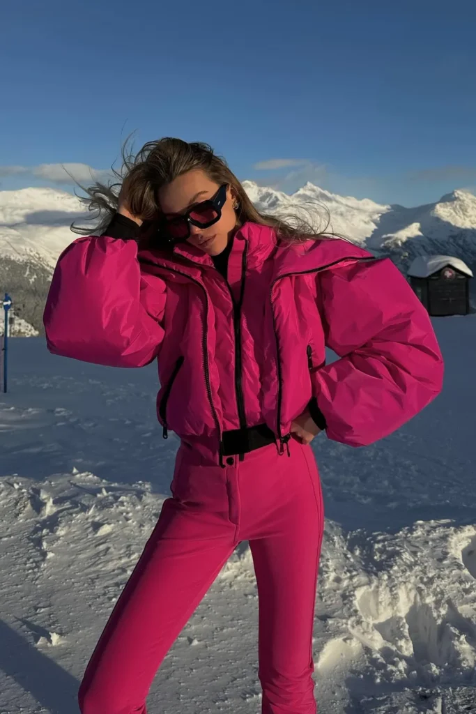 Hot Pink Cropped Puffer With Balloon Sleeves