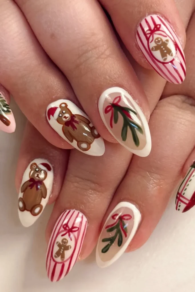 Teddy Bears, Gingerbread, and Pine With Bows