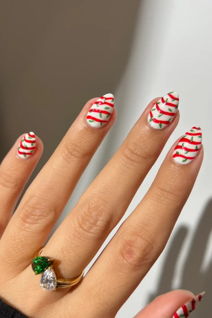 Frosted Snack Cake Stripes in Red and Green