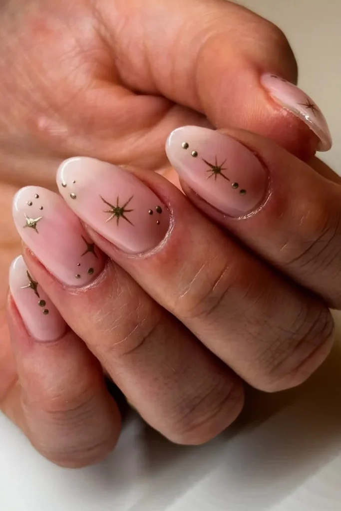 Gold Stars on Sheer Pink