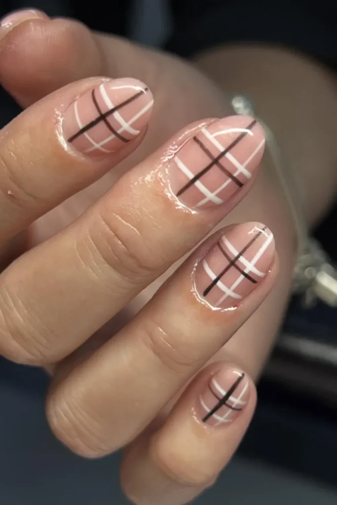 Black and White Plaid Lines on Nude