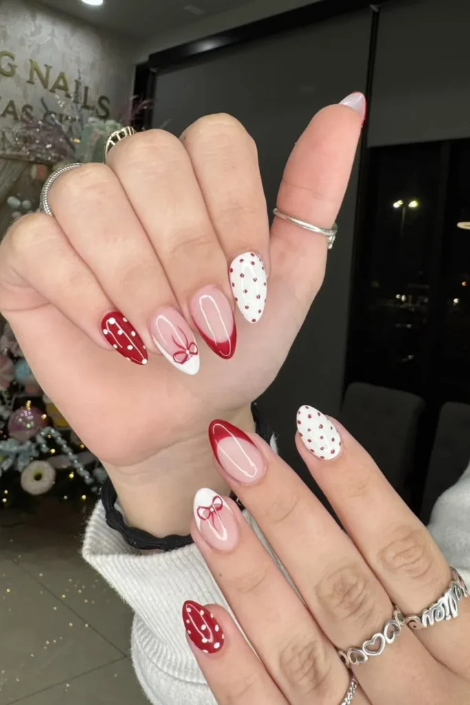 Red and White Polka Dots With Ribbon Bows