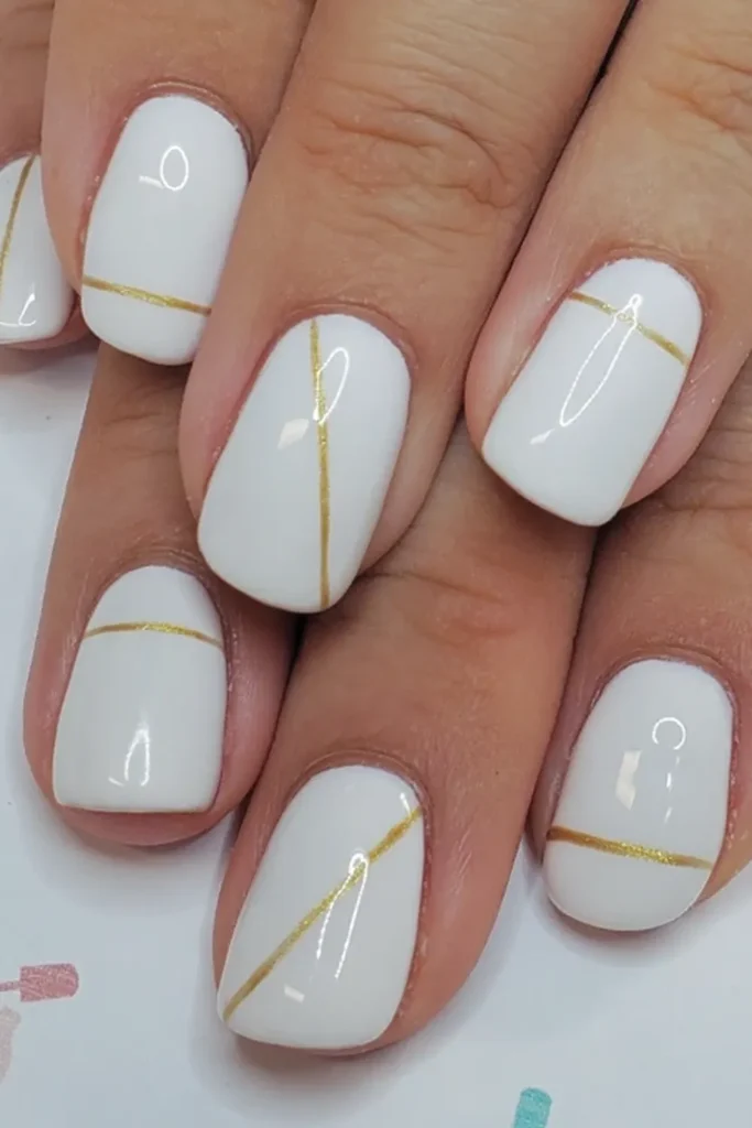 Crisp White With Gold Pinstripes