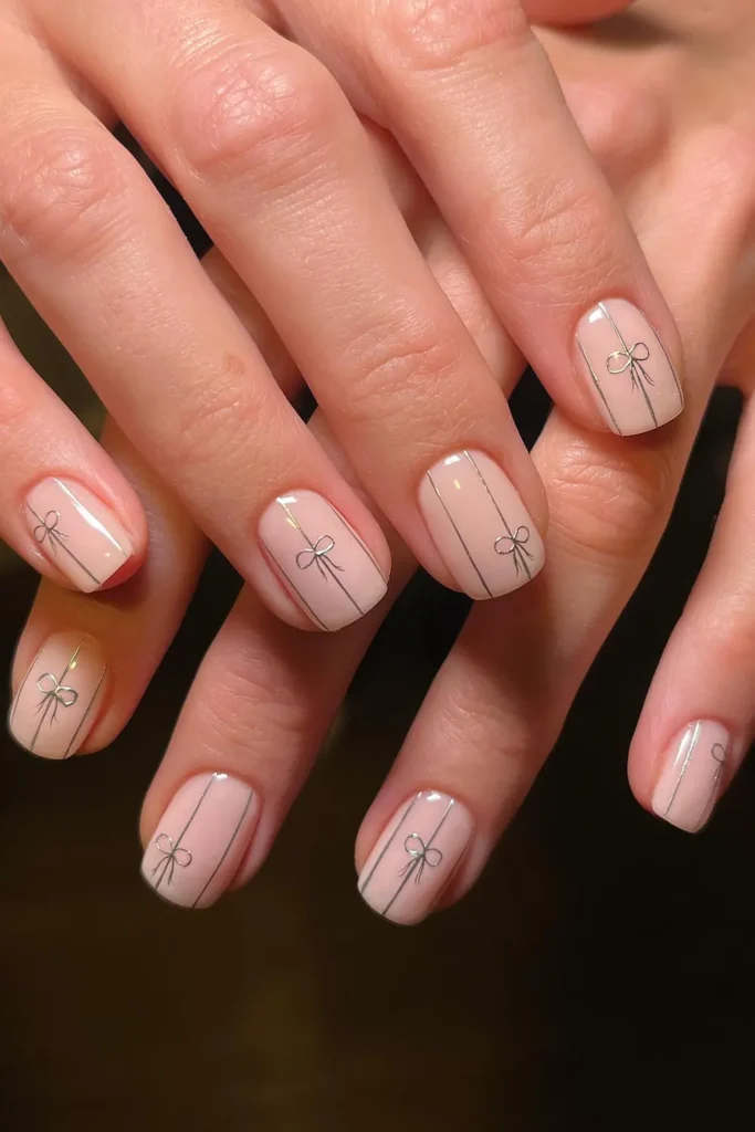 Silver Ribbon Lines and Tiny Bows