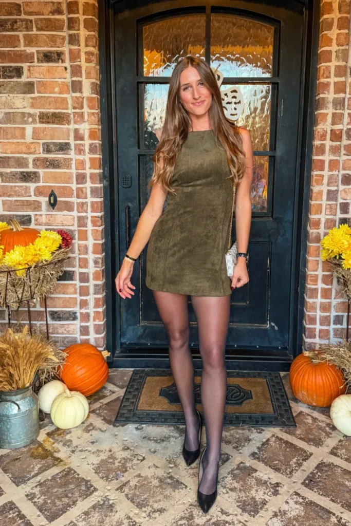 Olive Suede Shift Dress