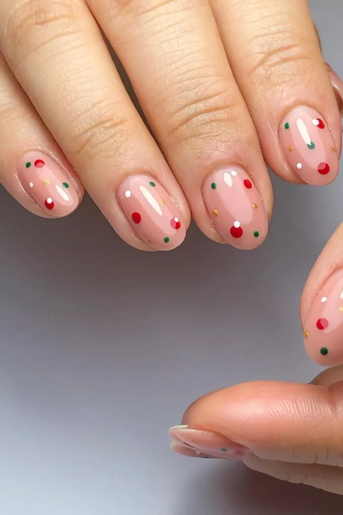 Christmas Confetti Dots on Sheer Pink