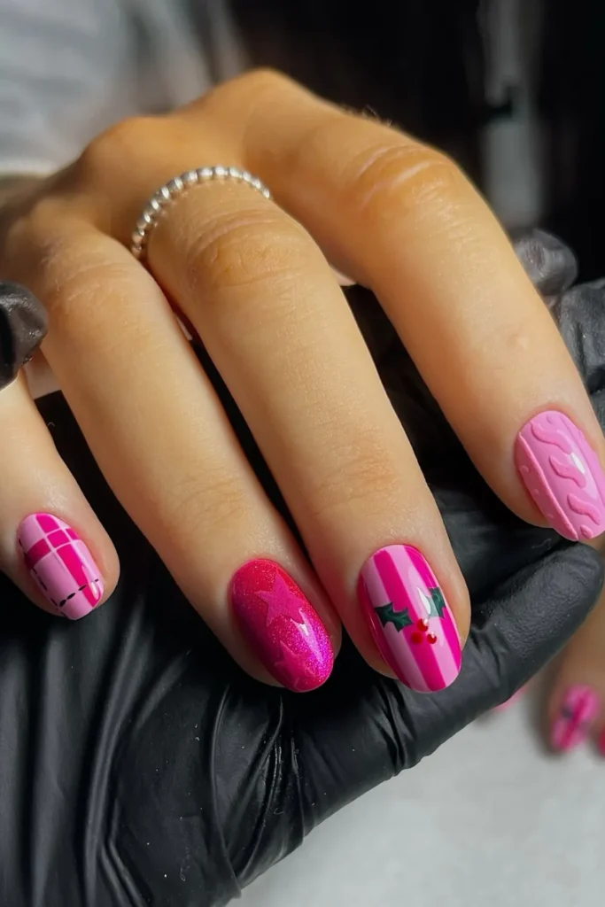 Hot Pink Plaid, Stars, and Sweater Knit