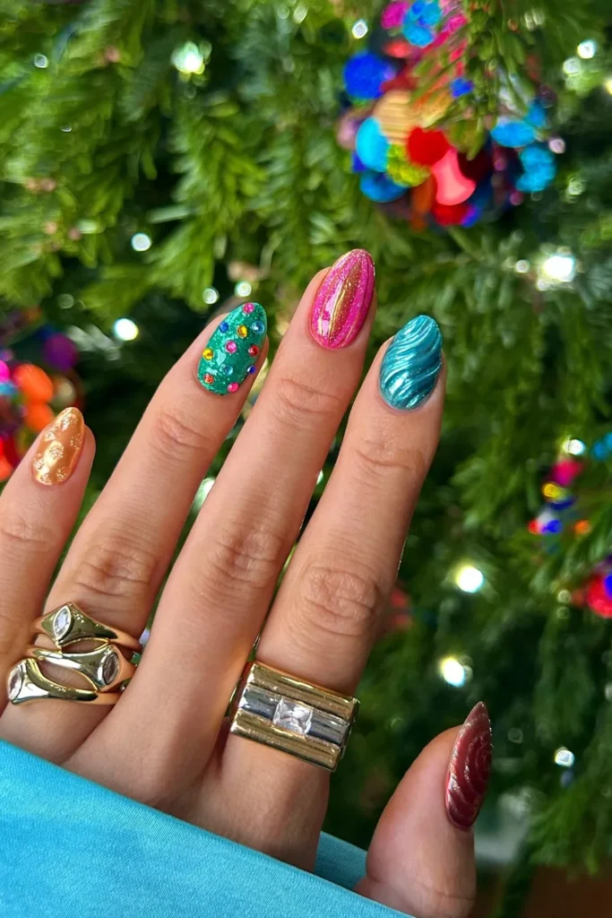 Hot Pink Glitter in a Jewel Tone Christmas Mix