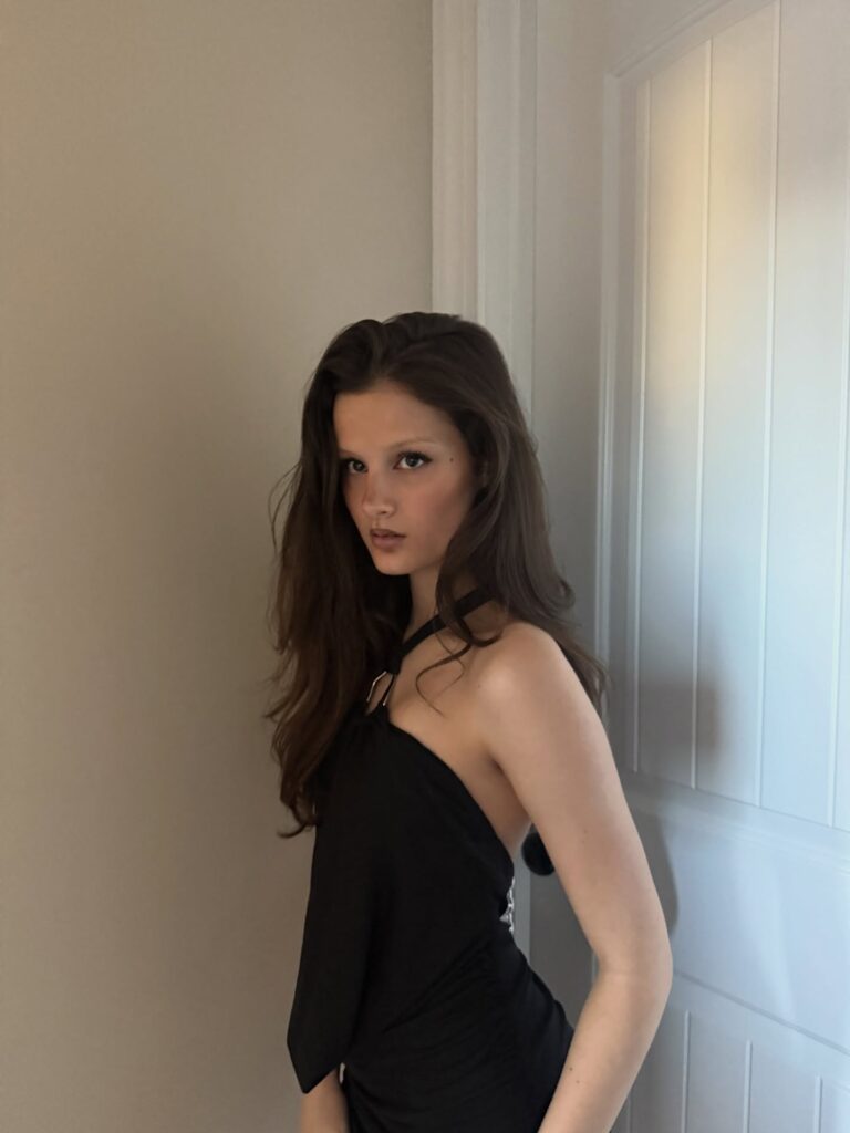 Black Halter Mini Dress With a Clean Neckline