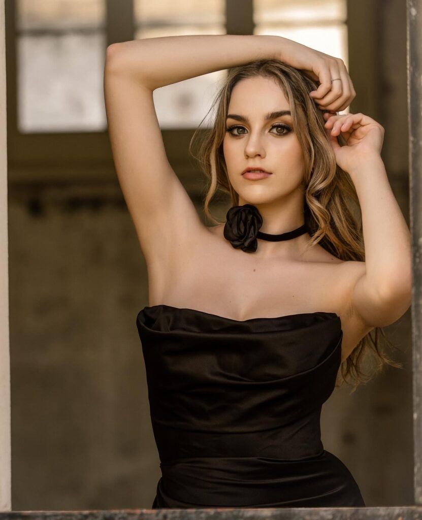 Black Satin Dress With a Flower Choker