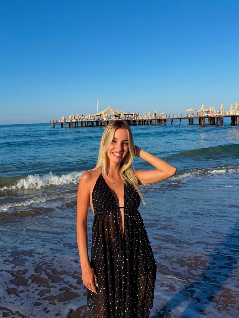 Black Sheer Sequin Beach Dress
