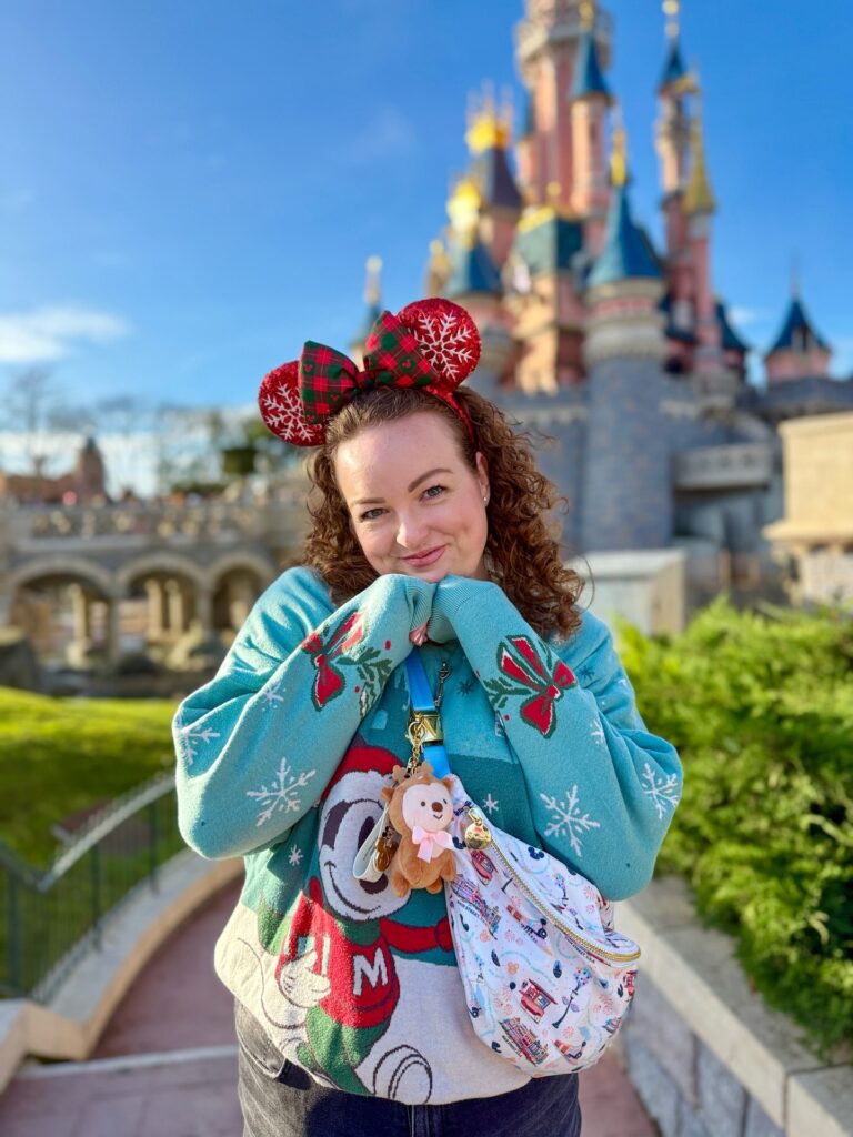 Blue Holiday Character Sweater With Dark Jeans