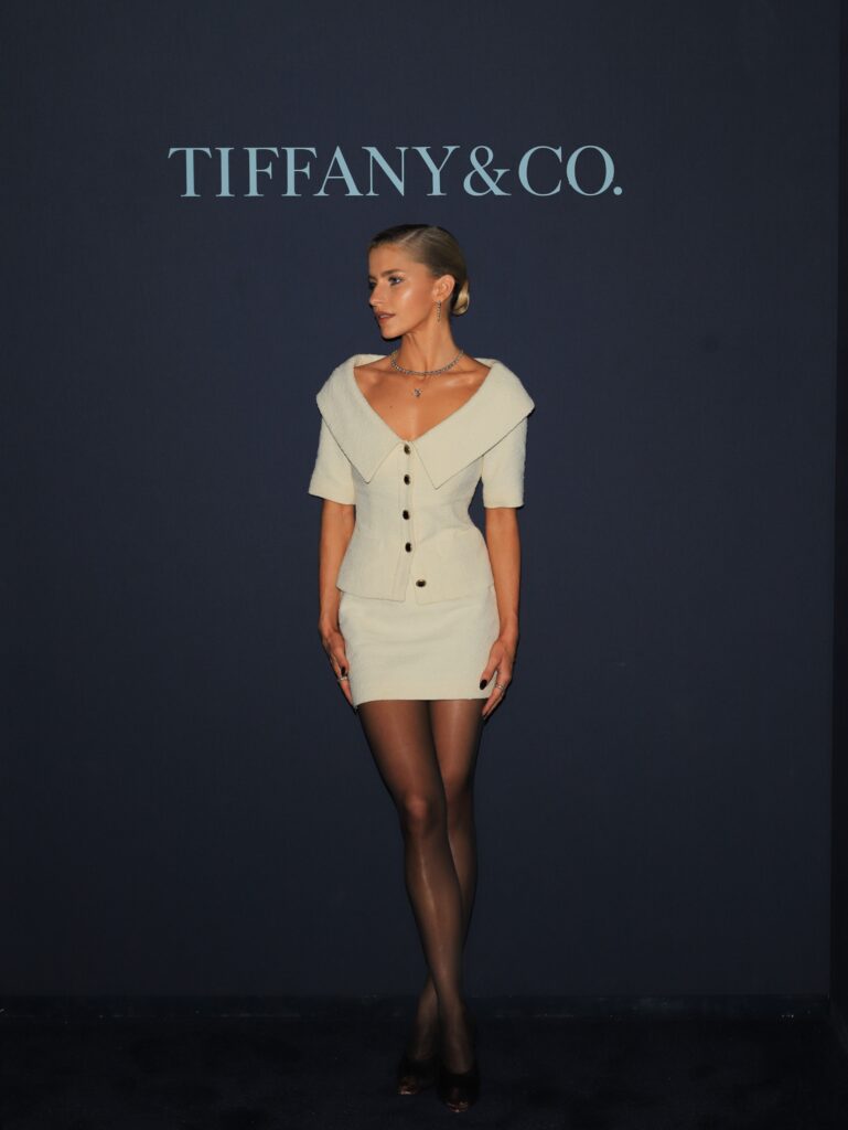 Cream Skirt Suit With Sheer Black Tights
