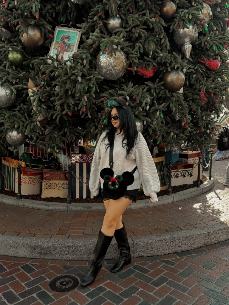 Fair Isle Mickey Sweater With a White Pleated Skirt