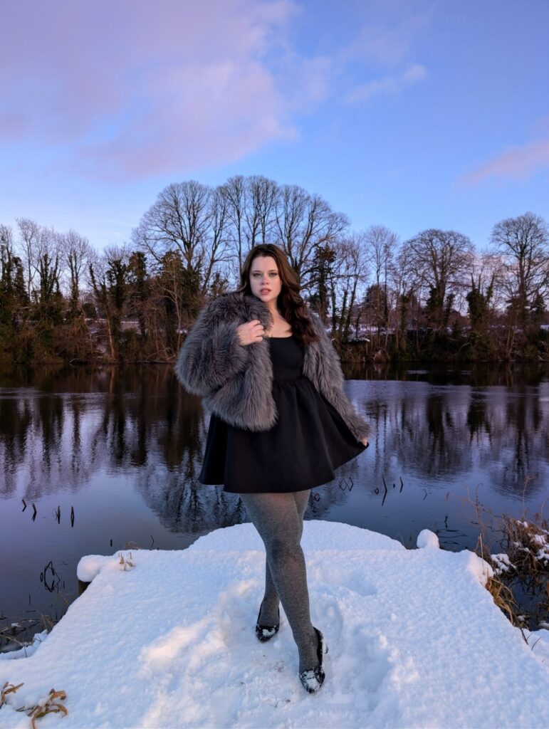 Little Black Dress With a Faux Fur Jacket