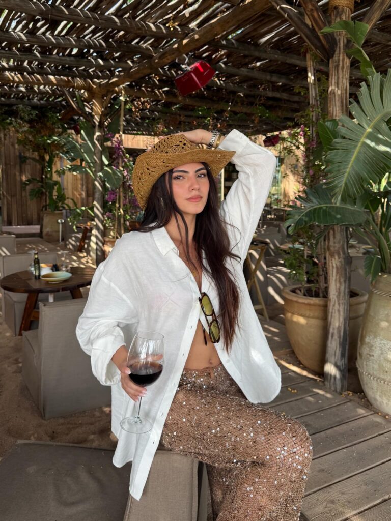 Oversized White Shirt With Sequin Trousers