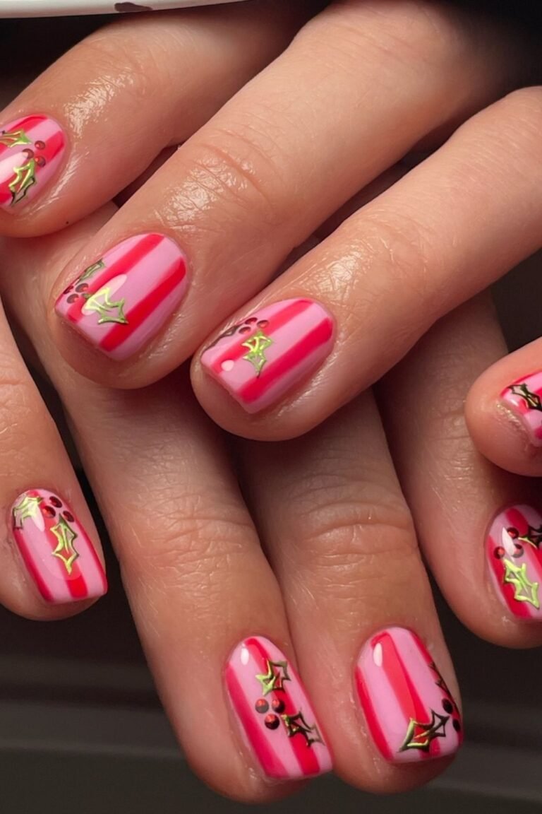 Pink Christmas Nails