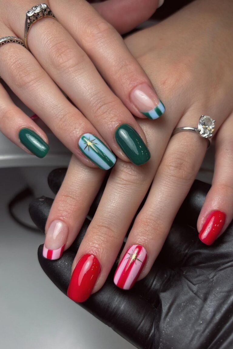 Red and Green Christmas Nails
