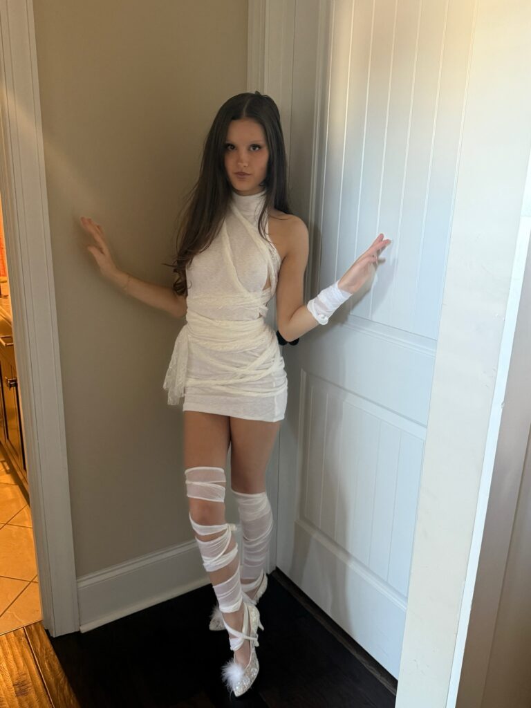 White Wrapped Mini Dress for a Costume Party